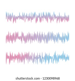 Black music sound waves. Audio technology, musical pulse. Vector illustration