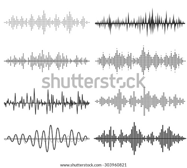 Black\
music sound waves. Audio technology, musical\
pulse.