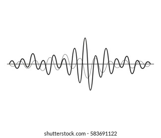 Black music sound waves isolated on white background. Audio equalizer technology, pulse musical. Vector illustration