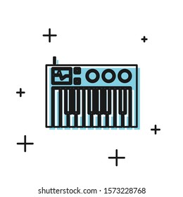 Black Music synthesizer icon isolated on white background. Electronic piano.  Vector Illustration