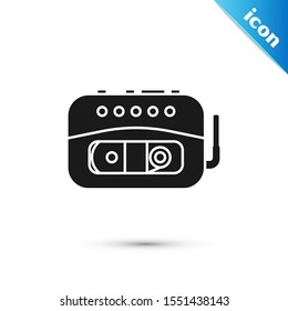 Black Music tape player icon isolated on white background. Portable music device.  Vector Illustration