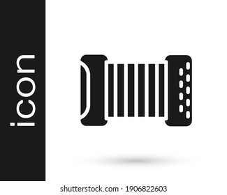 Black Musical instrument accordion icon isolated on white background. Classical bayan, harmonic.  Vector