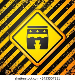 Black Musical instrument huehuetl icon isolated on yellow background. Warning sign. Vector