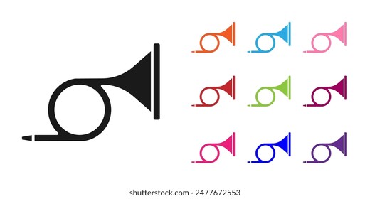 Black Musical instrument trumpet icon isolated on white background. Set icons colorful. Vector