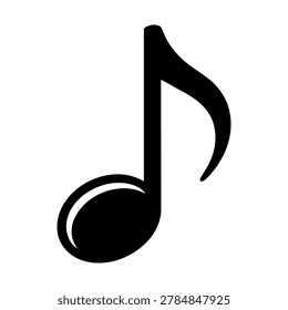 Black musical note icon on white background with a black musical note icon on a white