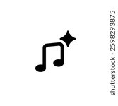 Black musical note icon with small star above in simple design. classic and easy to recognize.