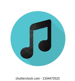 Black musical note icon,Polygonal geometric symbol,Vector illustration