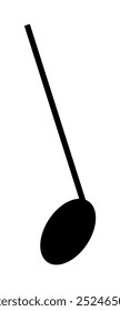 Black musical note with a straight stem, simple design. Ideal for music education, digital design, learning materials, music sheets, instructional content. Minimalist vector art style.