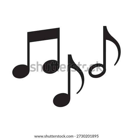 Black musical notes floating gracefully on a clean white background illustrating harmony and rhythm in minimalist design