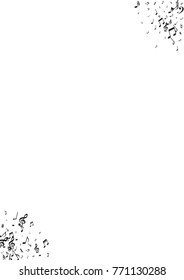 Black musical notes flying border isolated on white background. Stylish symphony signs frame, notes for sound and tune music. Vector melody recording symbols framing for pages or book cover print.