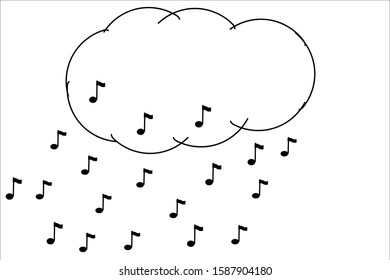 Black musical notes on a white background. Abstract drawing.