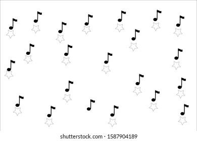 Black musical notes on a white background. Abstract drawing.