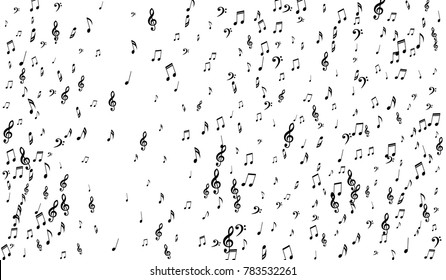 Black Musical Symbols on White Background. Light Vector Background with Notes, Bass and Treble Clefs