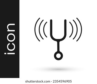 Black Musical tuning fork for tuning musical instruments icon isolated on white background.  Vector