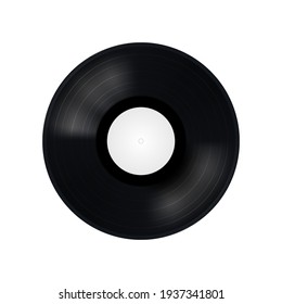 Disco de vinilo musical negro. Imagen vectorial en fondo blanco