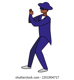 black musician jazz with hat and sunglasses
