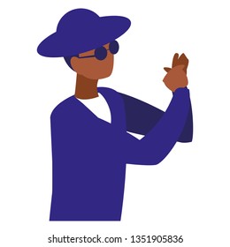 black musician jazz with hat and sunglasses