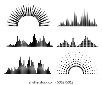 Black musicwaves forms isolated on white background. Vector illustration