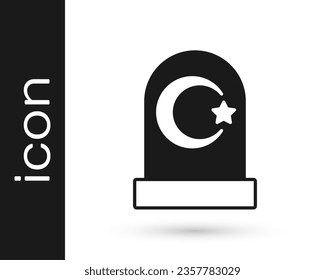 Black Muslim cemetery icon isolated on white background. Islamic gravestone.  Vector