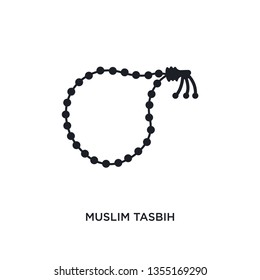 black muslim tasbih isolated vector icon. simple element illustration from religion concept vector icons. muslim tasbih editable logo symbol design on white background. can be use for web and mobile svg