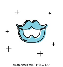 Black Mustache and beard icon isolated on white background. Barbershop symbol. Facial hair style.  Vector Illustration