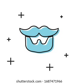 Black Mustache and beard icon isolated on white background. Barbershop symbol. Facial hair style.  Vector Illustration