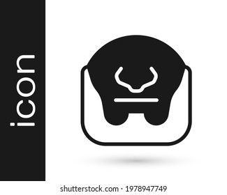 Black Mustache and beard icon isolated on white background. Barbershop symbol. Facial hair style.  Vector