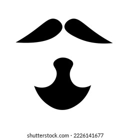 Black mustache and beard on white background