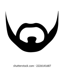 Black mustache and beard on white background