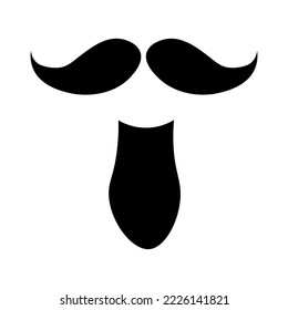 Black mustache and beard on white background