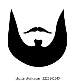 Black mustache and beard on white background