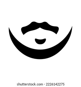 Black mustache and beard on white background