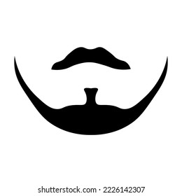 Black mustache and beard on white background