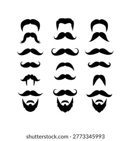 Black mustache and beard styles collection illustration Vector