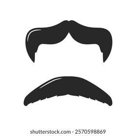 Black mustache and eyebrows illustration on a white background. Minimalistic and elegant design, perfect for grooming or male styling concepts. Vector illustration