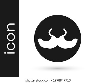 Icono de bigote negro aislado en fondo blanco. Símbolo de la Barbería. Estilo facial del cabello.  Vector