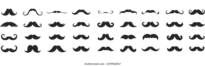 Black mustache icon set vector illustration isolated on white background