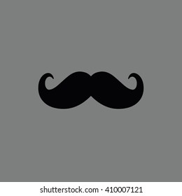 Black mustache icon vector illustration. Gray background