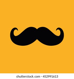 Black mustache icon vector illustration. Yellow background