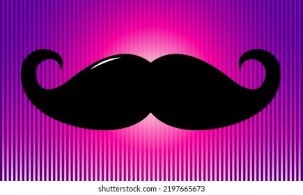 Black mustache on a pink striped background. The silhouette is flat with a glare.