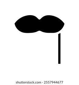 Black mustache on a stick. Concept of masquerade, party, and humor.