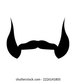 Black mustache and sideburns on white background 