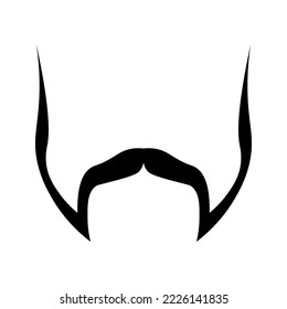 Black mustache and sideburns on white background 