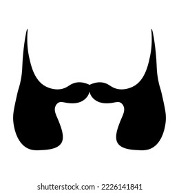 Black mustache and sideburns on white background 