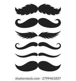 Black mustache and sideburns silhouettes for graphic design facial hair icons icon
