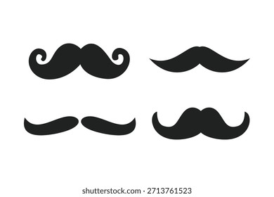 Schwarzer Schnurrbart Silhouette Set. Geeignet für ClipArt, Aufkleber, flache Designgrafik usw. 