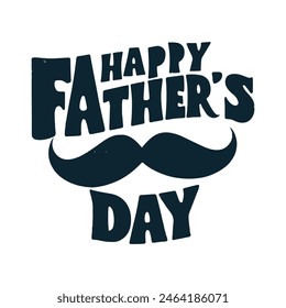 Bigote negro, Ilustración vectorial. Concepto del día del padre feliz y fondo blanco