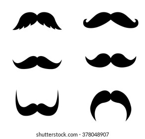 Black mustaches icons set