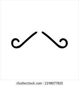 Black mustaches isolated on white background. Silhouette black vintage mustache isolated on white background. Symbol of Fathers day, sign for Barber Shop. Retro curly hipster moustaches.