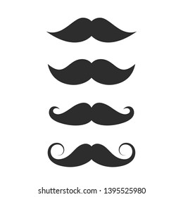 Black mustaches shape set isolated on white background